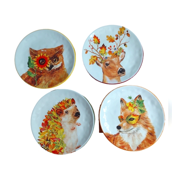 A Set of 4 Harvest Garden Critters‎ by Pier 1 Import Salad Plates 8-3/8”  In Box - Picture 1 of 8